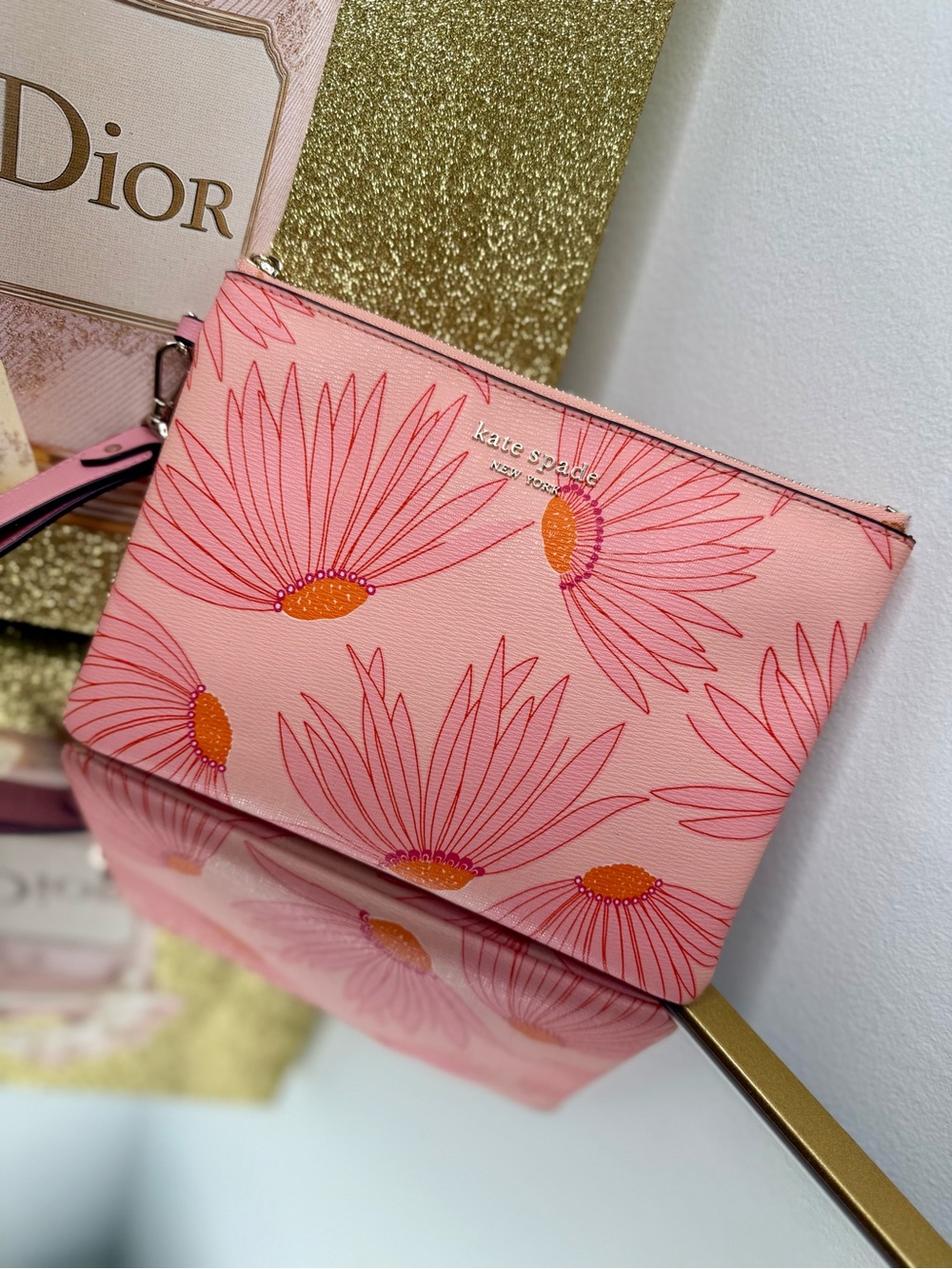 kate spade Pink Floral Wristlet Clutch